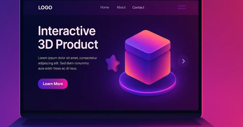 3D product showcase for website design trends 2025